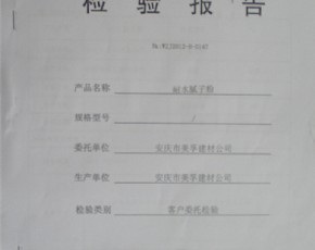 耐水膩子粉檢驗報告